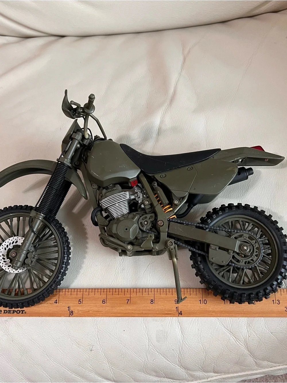 Olive Green Motorcycle Dirt Bike Realistic Ride-On Model